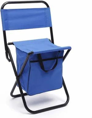 Foldable Camping Chair, Backpack Cooler Chair Fishing Leisure Chair with Bag for Outdoors Hiking Travel (Blue)