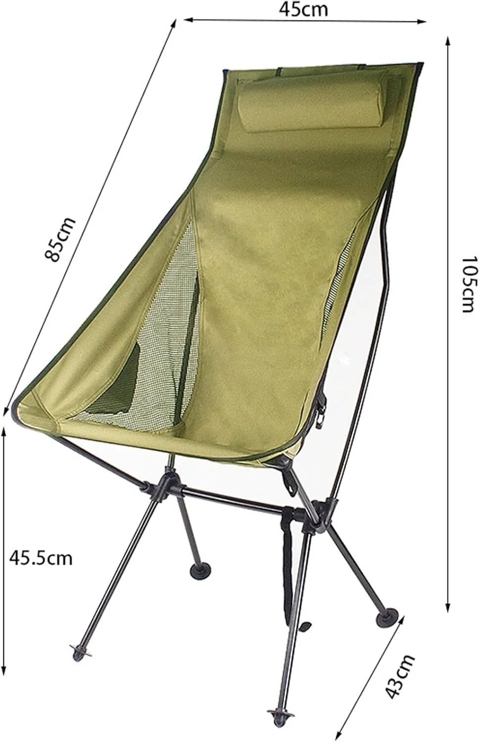 Foldable Camping Chair,Camping Chairs Compact Backpacking Chair,Outdoor Folding Fishing Chair with Headrest Side Pocket Heavy Duty,Portable Camping Hiking Collapsible Chair Army Green