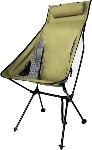 Foldable Camping Chair,Camping Chairs Compact Backpacking Chair,Outdoor Folding Fishing Chair with Headrest Side Pocket Heavy Duty,Portable Camping Hiking Collapsible Chair Army Green