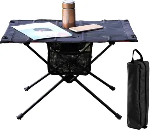 Foldable Camping Table - Foldable Picnic Table | Lightweight Backpacking Table Portable Folding Table | Collapsible Table Camping Side Table with 2 Cup Holders for Garden Yard Beach
