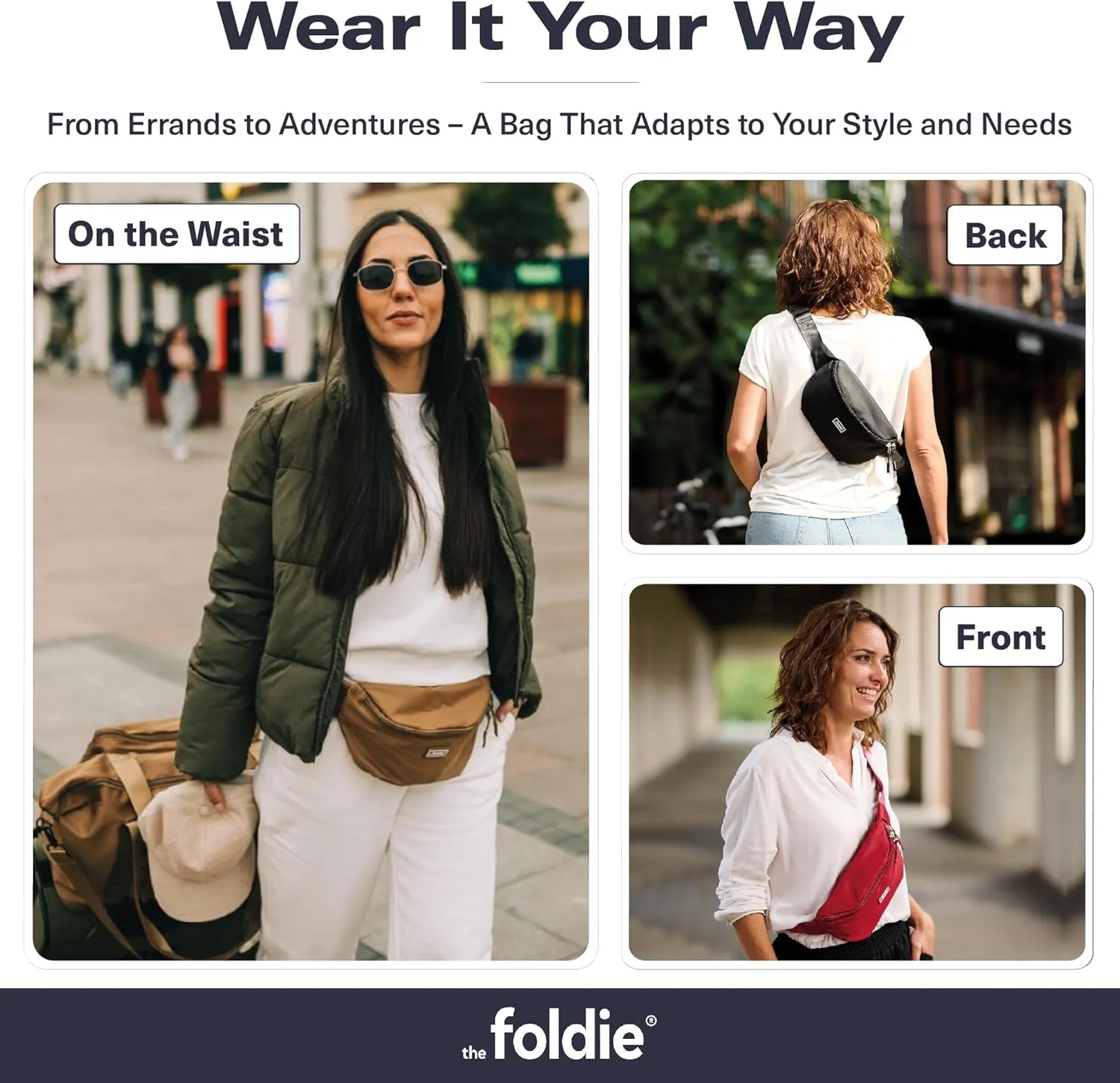 Foldable Crossbody Bags for Women & Men - Anti-Theft RFID-Safe Fanny Pack with Smart Lockable Zippers and Cut-Resistant Strap - Lightweight Waist Pack for Travel & Everyday Use - Purple