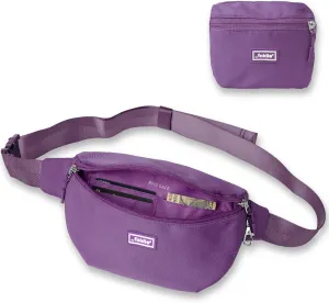 Foldable Crossbody Bags for Women & Men - Anti-Theft RFID-Safe Fanny Pack with Smart Lockable Zippers and Cut-Resistant Strap - Lightweight Waist Pack for Travel & Everyday Use - Purple