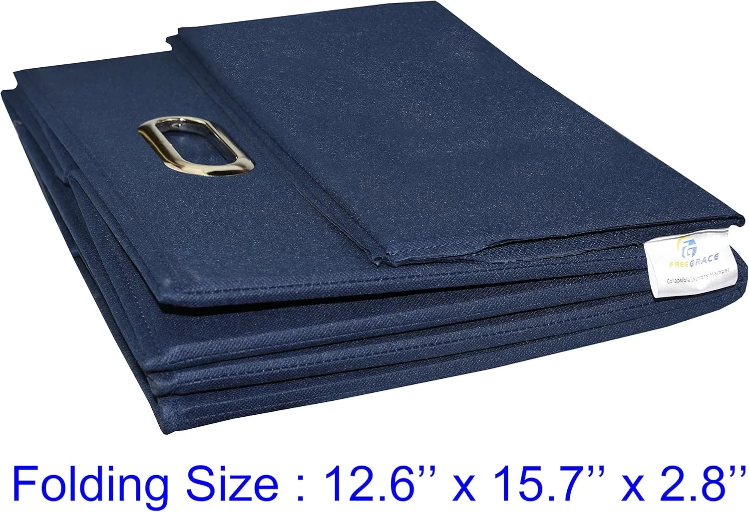 Foldable Large Laundry Hamper With Laundry Bag - Premium Durable Fabric, Plastic Board, Extra-Large Size, Space-Saving & Compact Clothes Basket With Metal Handles (Navy Blue)