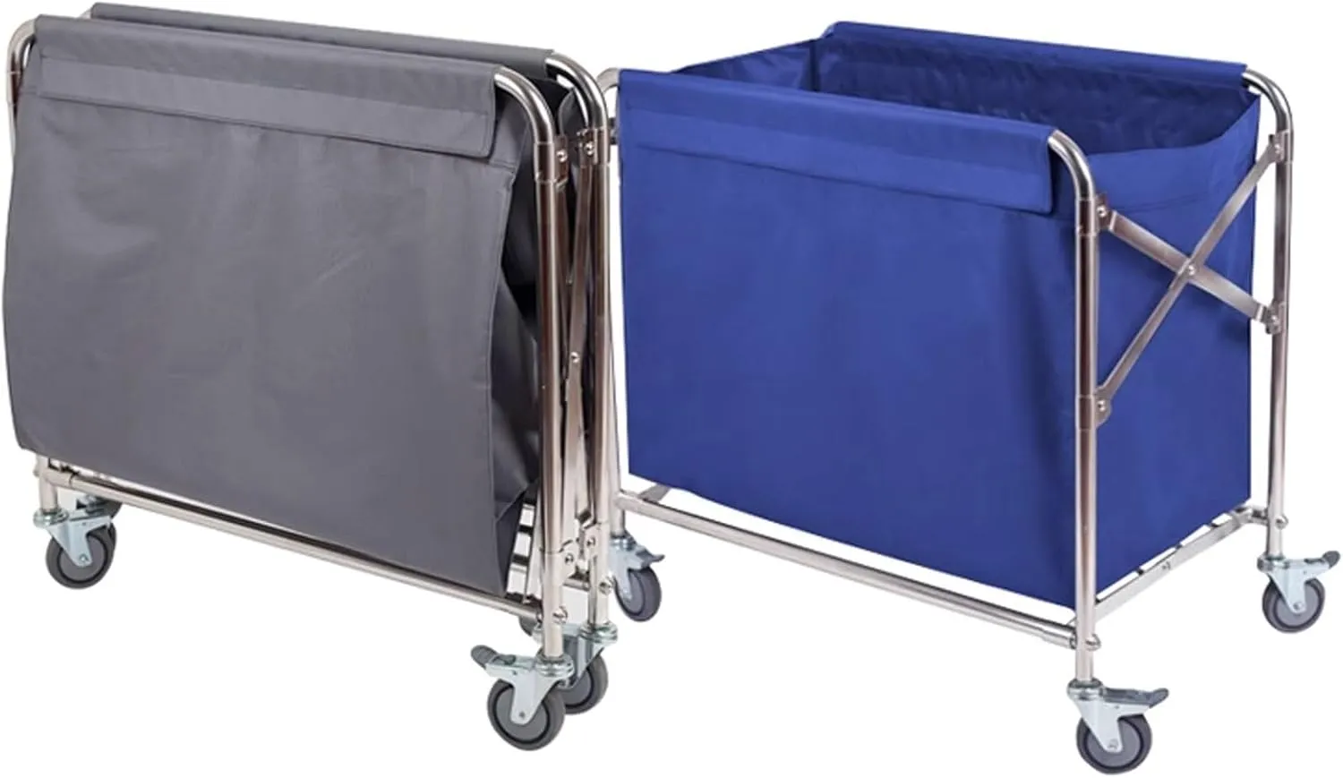 Foldable Laundry Basket On Wheels Large Industrial Rolling Laundry Cart Hamper with Removable Liner Bag Laundry Cart with 4 in Wheels Wheeled Laundry Basket(Gray)