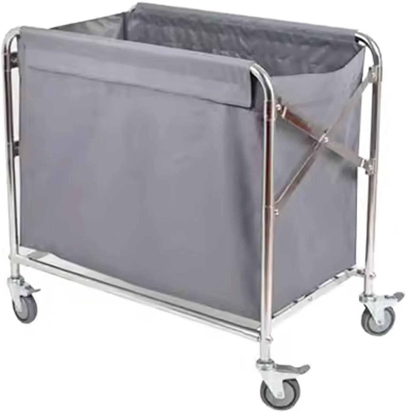 Foldable Laundry Basket On Wheels Large Industrial Rolling Laundry Cart Hamper with Removable Liner Bag Laundry Cart with 4 in Wheels Wheeled Laundry Basket(Gray)