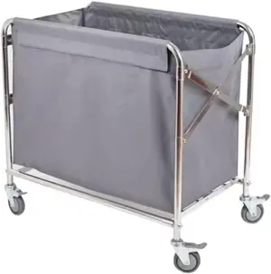 Foldable Laundry Basket On Wheels Large Industrial Rolling Laundry Cart Hamper with Removable Liner Bag Laundry Cart with 4 in Wheels Wheeled Laundry Basket(Gray)