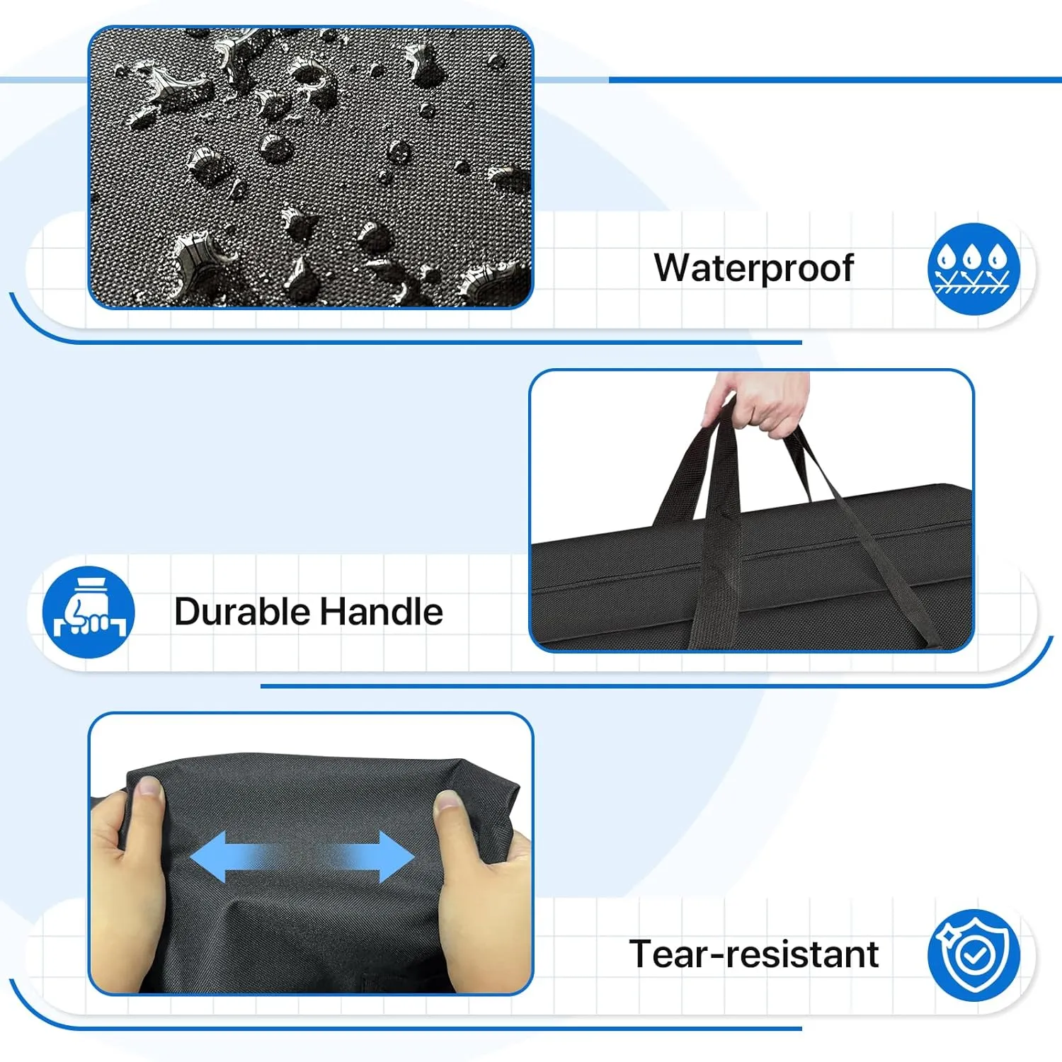 Foldable Mattress Storage Bag, 39.7" X27.5" X13" Portable Waterproof Carry Case for Trifold Memory Foam Twin&XL Twin Folding Mattress, 600D Oxford Heavy Duty Camping Bag, Black