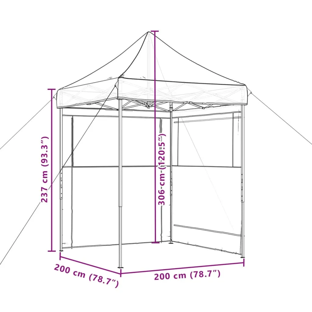 Foldable Party Tent Pop-Up with 2 Sidewalls Brown