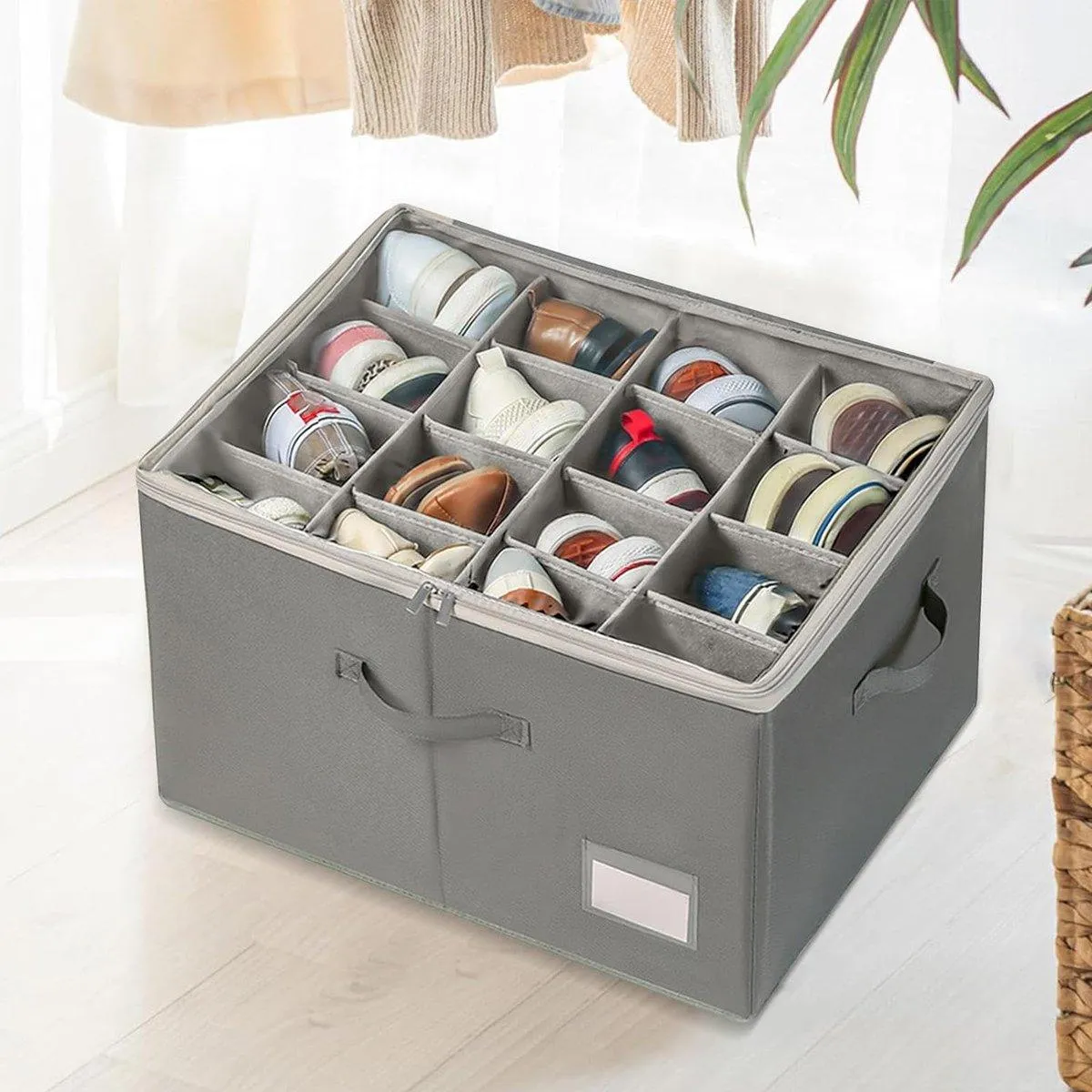 Foldable Shoe Box Household Organizer with Compartments for Storage and Shoes