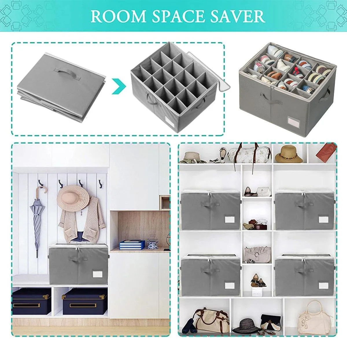 Foldable Shoe Box Household Organizer with Compartments for Storage and Shoes