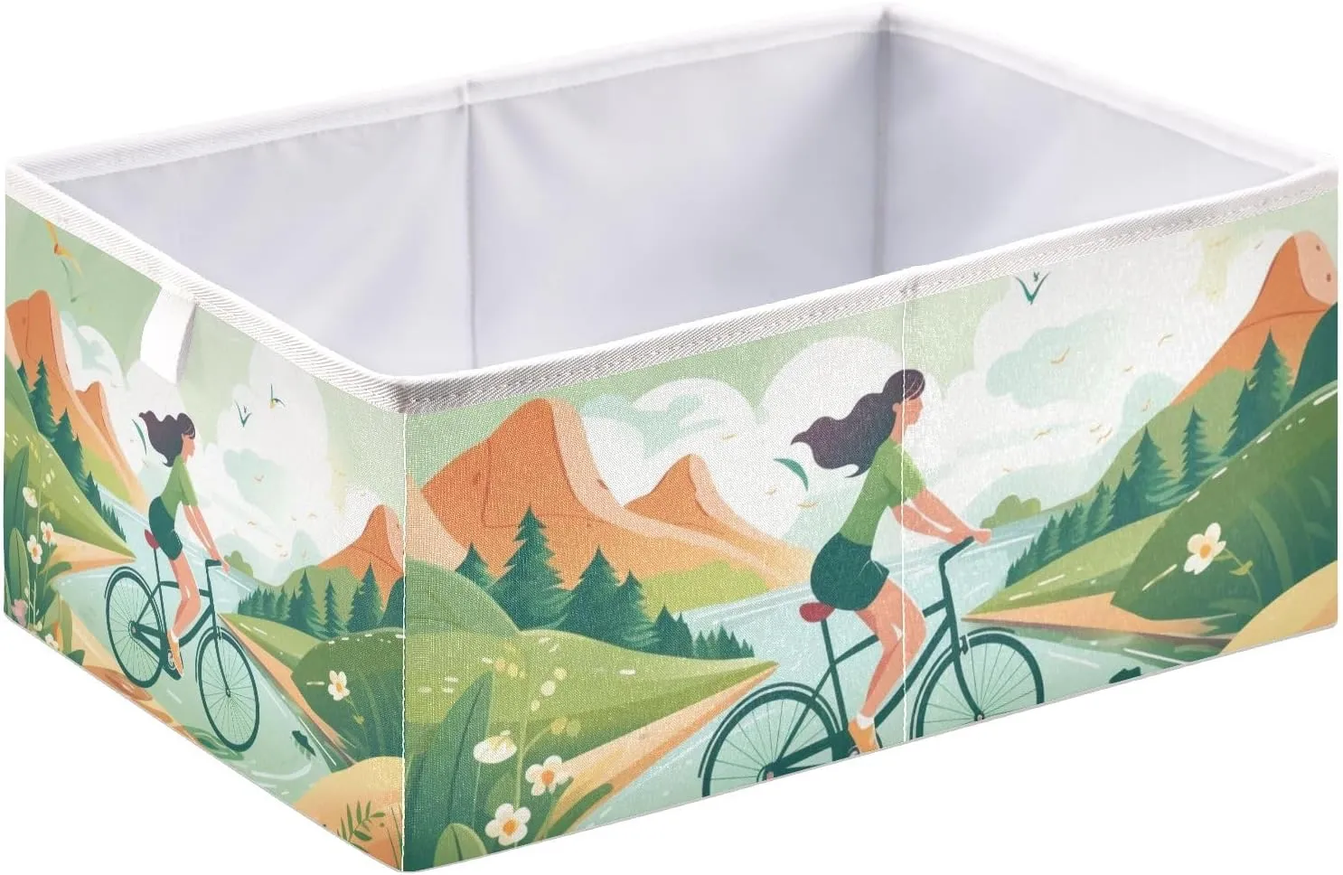 Foldable Storage Cube Spring Outing Cycling in Fields Organizer Basket for Home Shelf