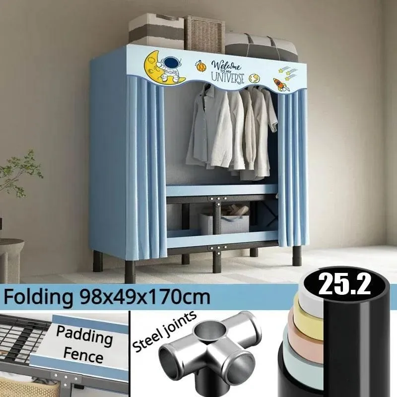 Foldable Wardrobe with Curtain - No Assembly Oxford Cloth Storage