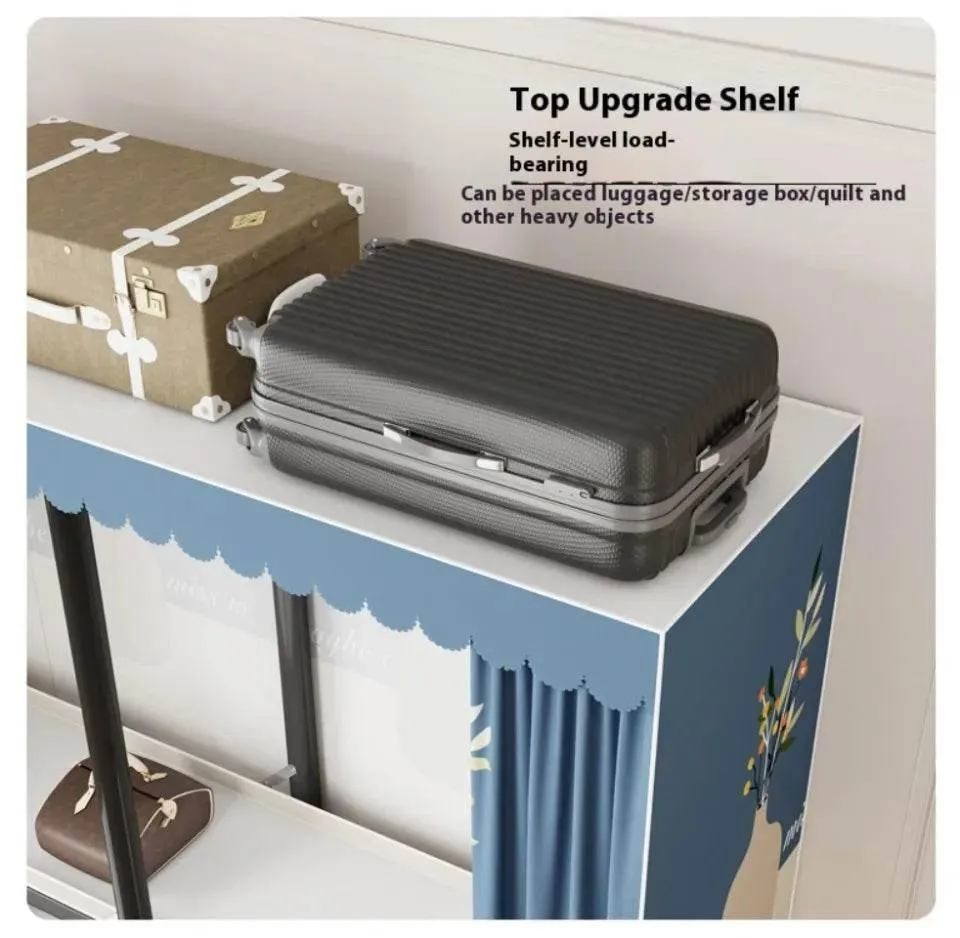 Foldable Wardrobe with Curtain - No Assembly Oxford Cloth Storage