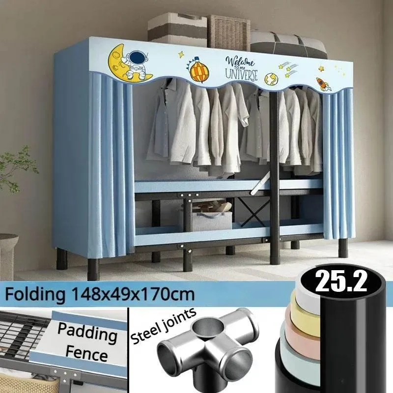 Foldable Wardrobe with Curtain - No Assembly Oxford Cloth Storage