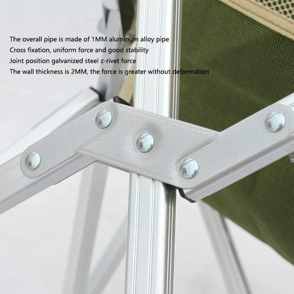 Folding Camping Camping Folding Chair Heavy Duty Steel Frame Support Collapsible Aluminum Alloy Arm Chair for Outdoor Indoor Chairs Foldable(Green,48x45x68cm)