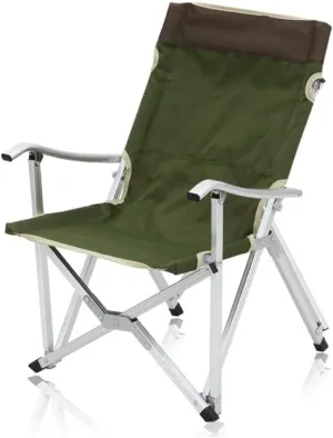 Folding Camping Camping Folding Chair Heavy Duty Steel Frame Support Collapsible Aluminum Alloy Arm Chair for Outdoor Indoor Chairs Foldable(Green,48x45x68cm)