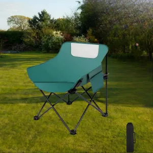 Folding Camping Chair, Lightweight Portable Lawn Chairs with Carry Bag, 600D Oxford Compact Outdoor Picnic Stool for Hiking, Beach, Fishing, and Market Stalls (Green)