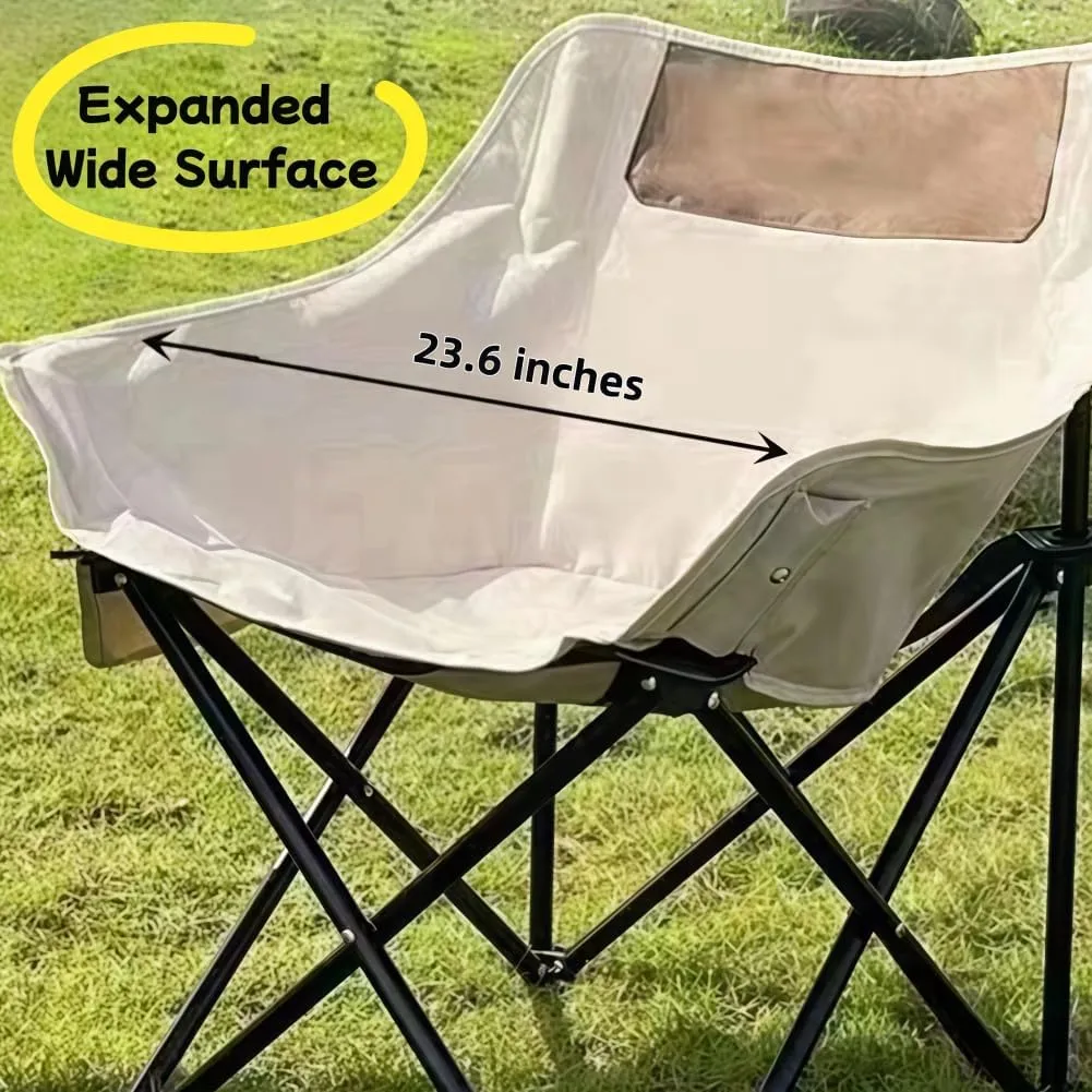 Folding Camping Chair, Lightweight Portable Lawn Chairs with Carry Bag, 600D Oxford Compact Outdoor Picnic Stool for Hiking, Beach, Fishing, and Market Stalls (Green)