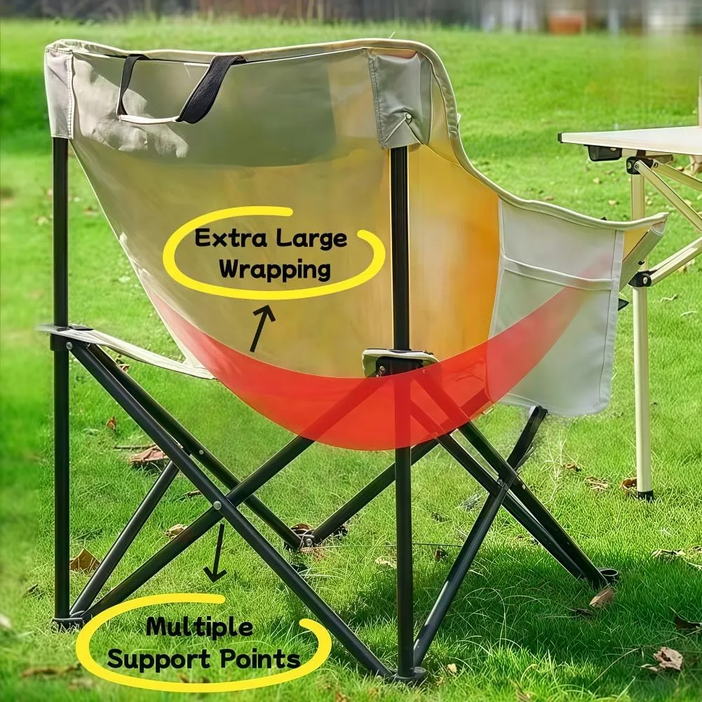 Folding Camping Chair, Lightweight Portable Lawn Chairs with Carry Bag, 600D Oxford Compact Outdoor Picnic Stool for Hiking, Beach, Fishing, and Market Stalls (Green)