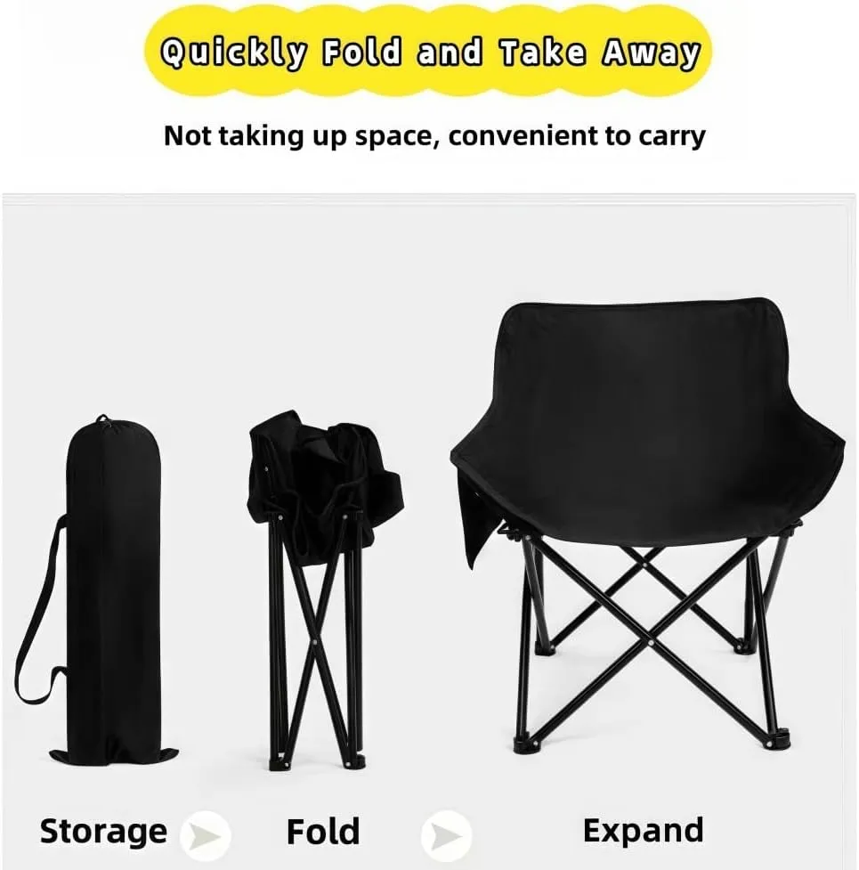 Folding Camping Chair, Lightweight Portable Lawn Chairs with Carry Bag, 600D Oxford Compact Outdoor Picnic Stool for Hiking, Beach, Fishing, and Market Stalls (Green)