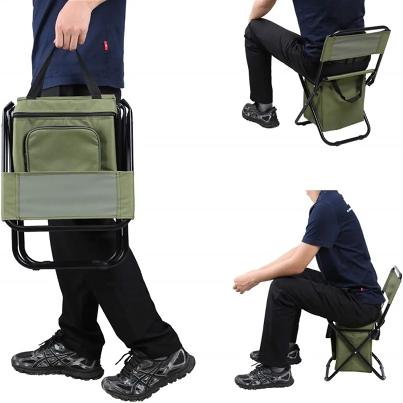 Folding Camping Garden Chair Camping Chair Ultralight Folding Chairs with Storage Bag and Backrest Chairs Foldable(A)