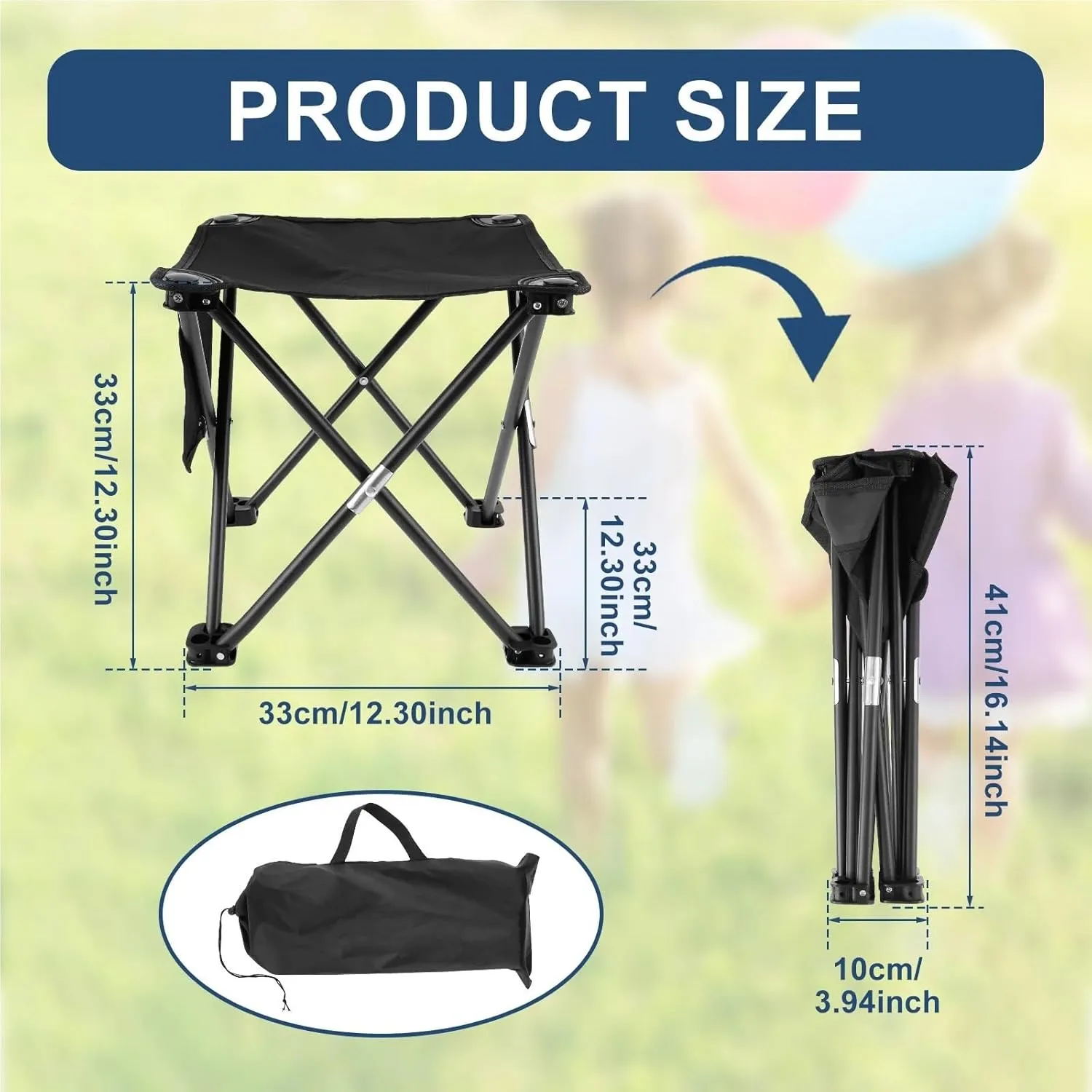 Folding Chair Outdoor Portable Folding Stool Oxford Cloth Folding Camping Stool(Black)