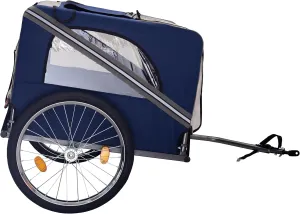 Folding Dog Bike Trailer: 20-Inch Wheels & Safety Flag - Powder-Coated Steel Frame & Waterproof Oxford Fabric - for Medium & Small Dogs - Cycling Camping & Outdoor Adventures