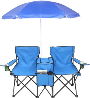 Folding Lawn Chairs Set for Adults Heavy Duty Camping Chairs with Outdoor Beach Umbrella Portable Foldable Pool Chair Camping Accessories and Gear Carry Bag Included