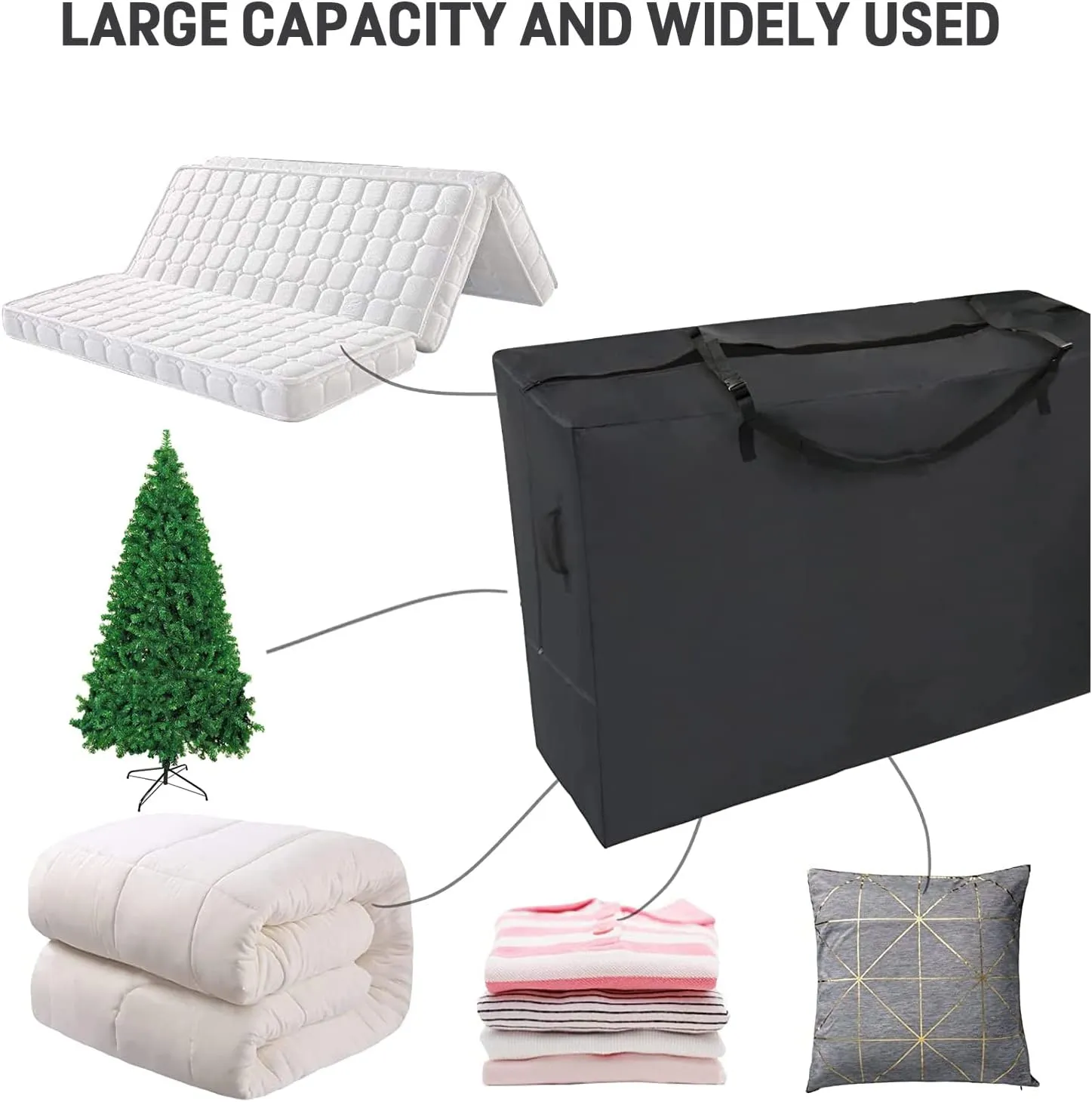 Folding Mattress Storage Bag, 33 inch Heavy Duty Carrying Bag Fits 4-6 In Narrow Twin & Cot Mattress Sturdy Cushion Storage Bag for Tri-Fold Guest Bed Mattress Carry Case - 33x27x16 inch
