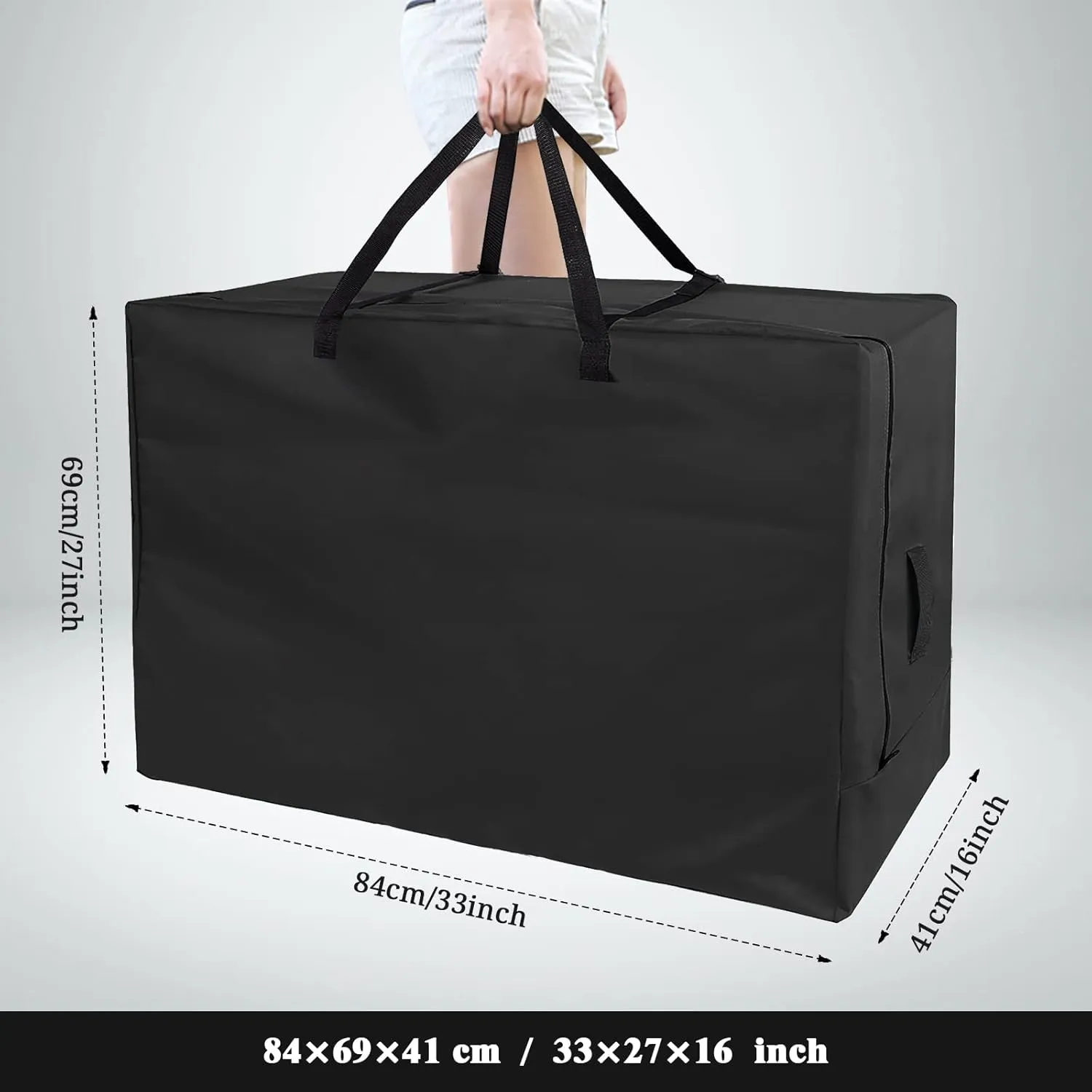 Folding Mattress Storage Bag, 33 inch Heavy Duty Carrying Bag Fits 4-6 In Narrow Twin & Cot Mattress Sturdy Cushion Storage Bag for Tri-Fold Guest Bed Mattress Carry Case - 33x27x16 inch