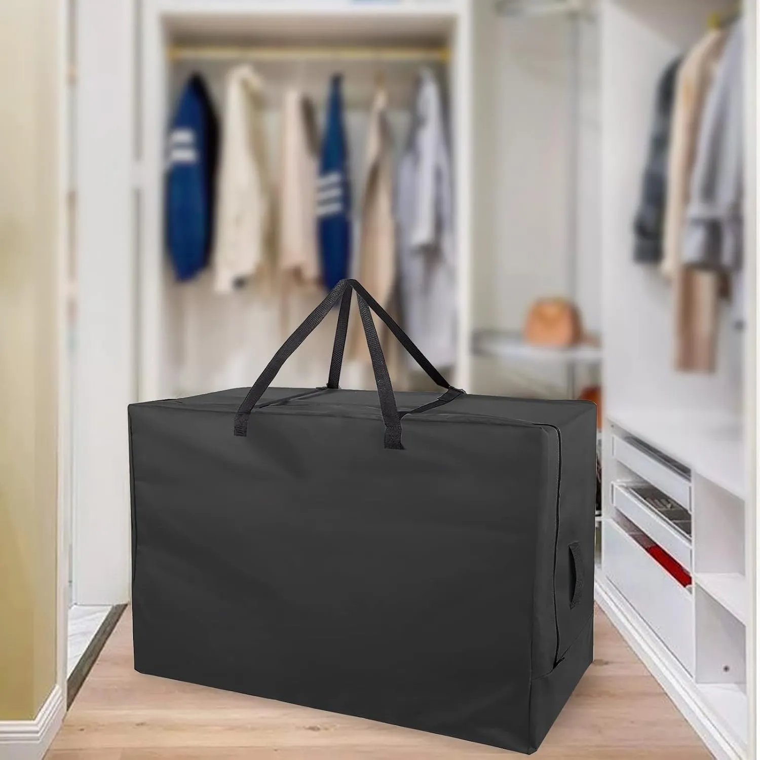 Folding Mattress Storage Bag, 33 inch Heavy Duty Carrying Bag Fits 4-6 In Narrow Twin & Cot Mattress Sturdy Cushion Storage Bag for Tri-Fold Guest Bed Mattress Carry Case - 33x27x16 inch
