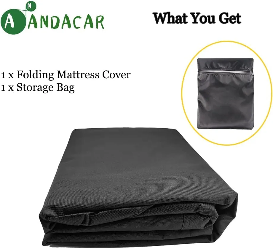 Folding Mattress Storage Bag, Andacar 63 inch Carry Case Fits for Tri-Fold Up to 6 inch Mattress Waterproof Cushion Storage Bag - 61x28x18inch