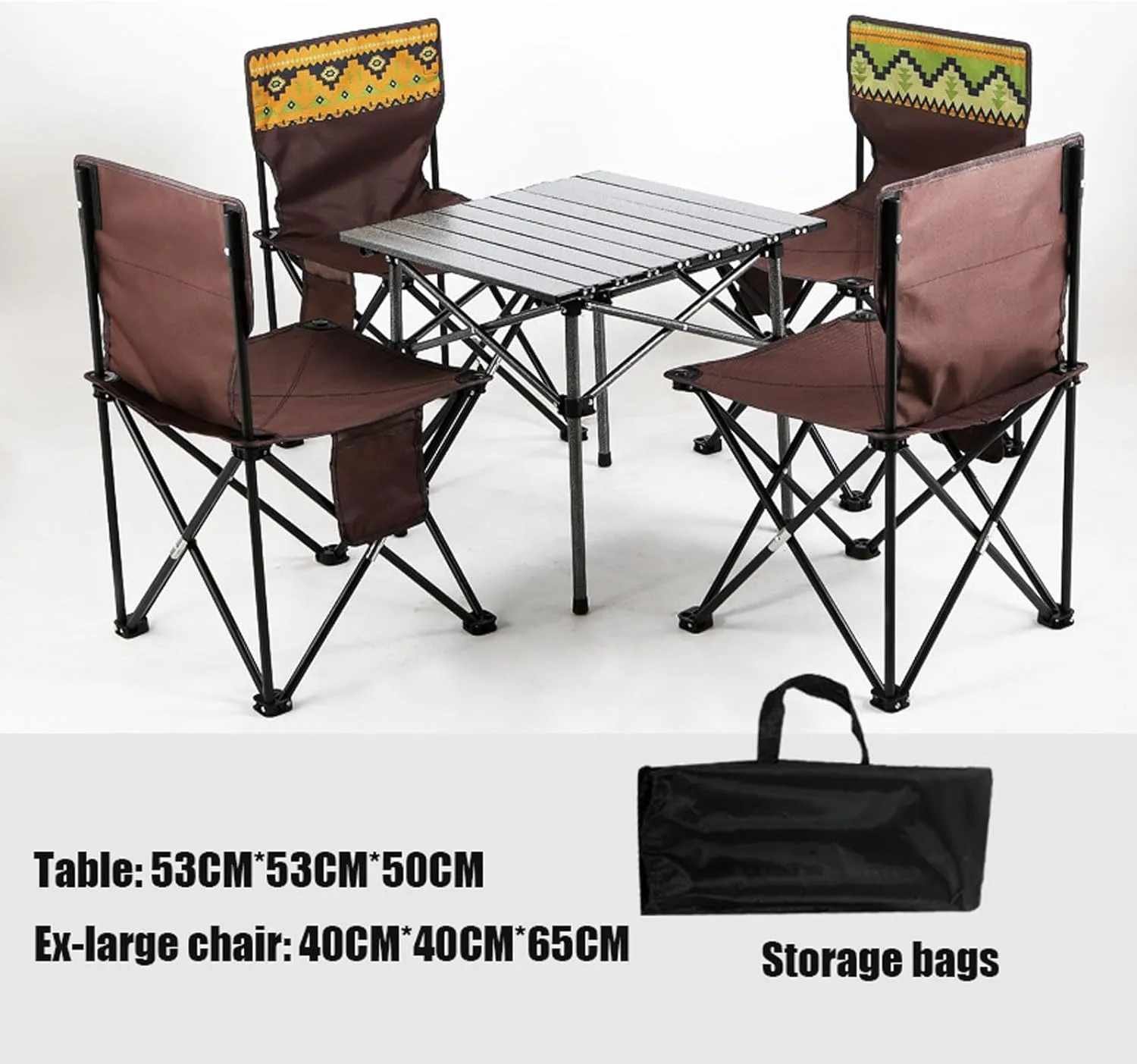 Folding Table Chairs Sets, Aluminum Foldable Picnic Table Portable Camping Table and Chairs for Picnic,Beach,Fishing,Hiking,BBQ,Parties, Patio, Black