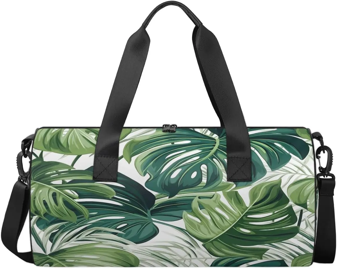 Foliage Tropics Travel Gym Bag Waterproof Sport Dance Bag for Women Men Portable Gymnastics Duffel Bags Canvas Tote Carry on Handbag for Workout Overnight Weekender