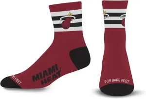 For Bare Feet Men's NBA 5 Stripe Logo Quarter Sock Large