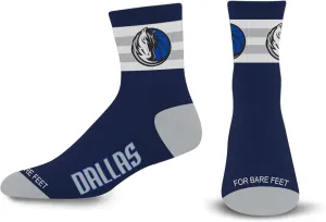 For Bare Feet Men's NBA 5 Stripe Logo Quarter Sock Large