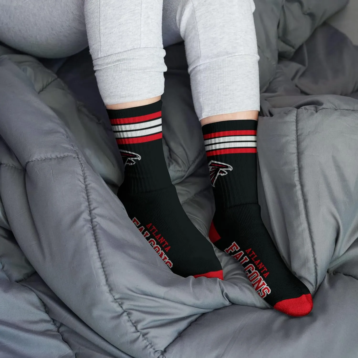 For Bare Feet Men's NFL 4-Stripe Deuce Performance Crew Socks