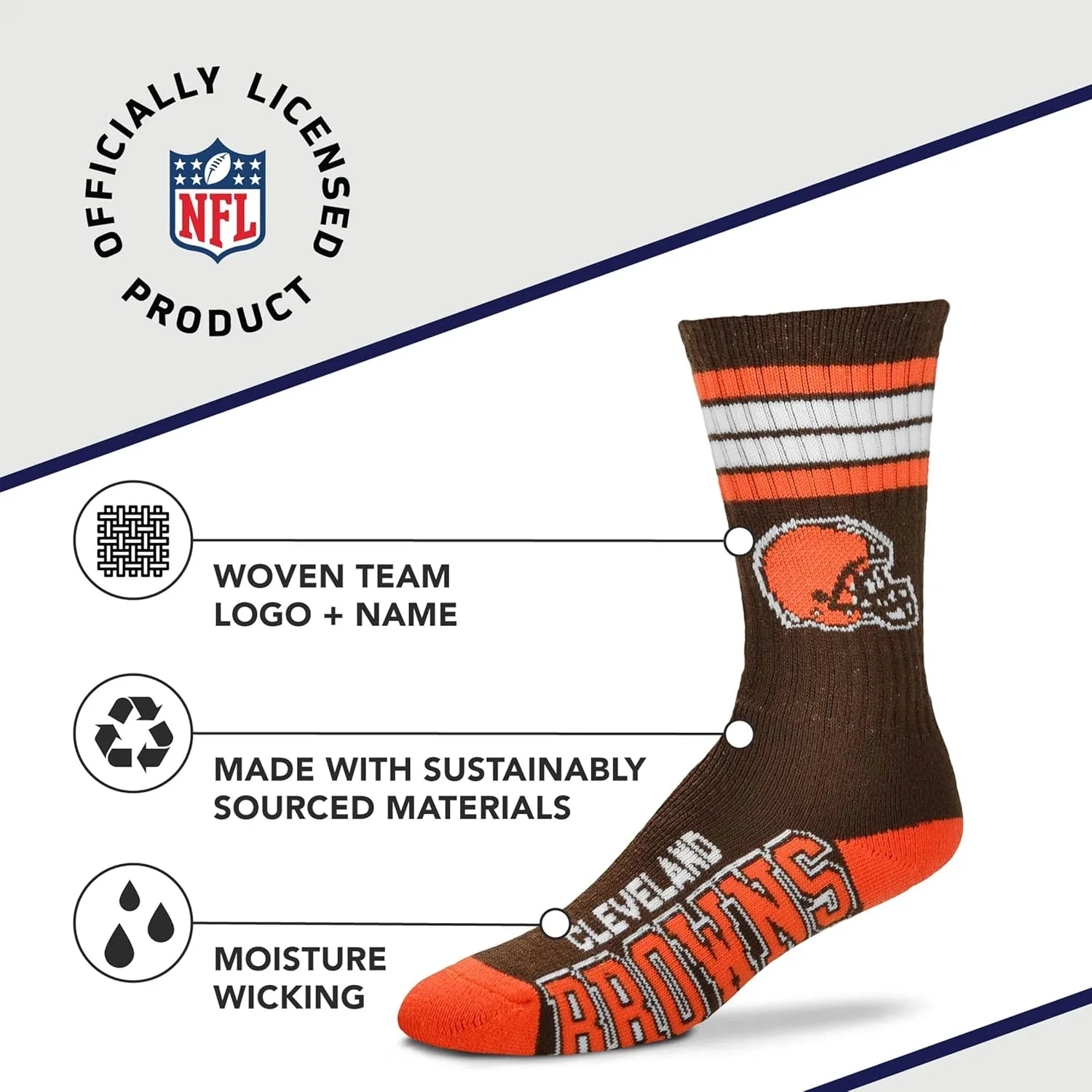For Bare Feet Youth NFL 4-Stripe Deuce Quarter-Length Socks