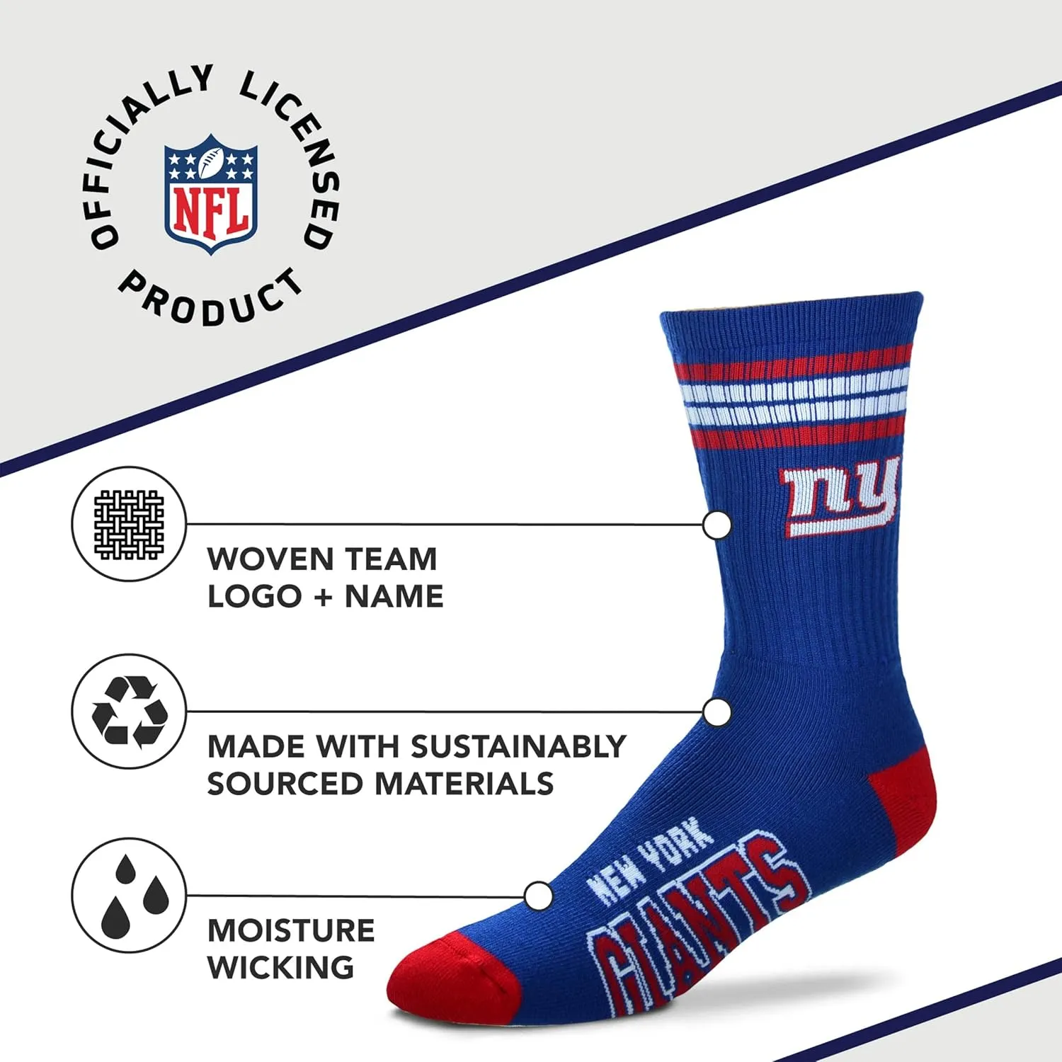 For Bare Feet Youth NFL 4-Stripe Deuce Quarter-Length Socks