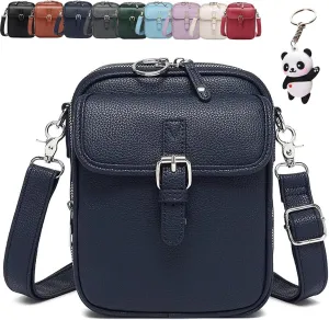 Forcipower Crossbody Leather Bag, Forcipower Large Capacity Anti-Theft Vintage Bag with 10 Card Slots