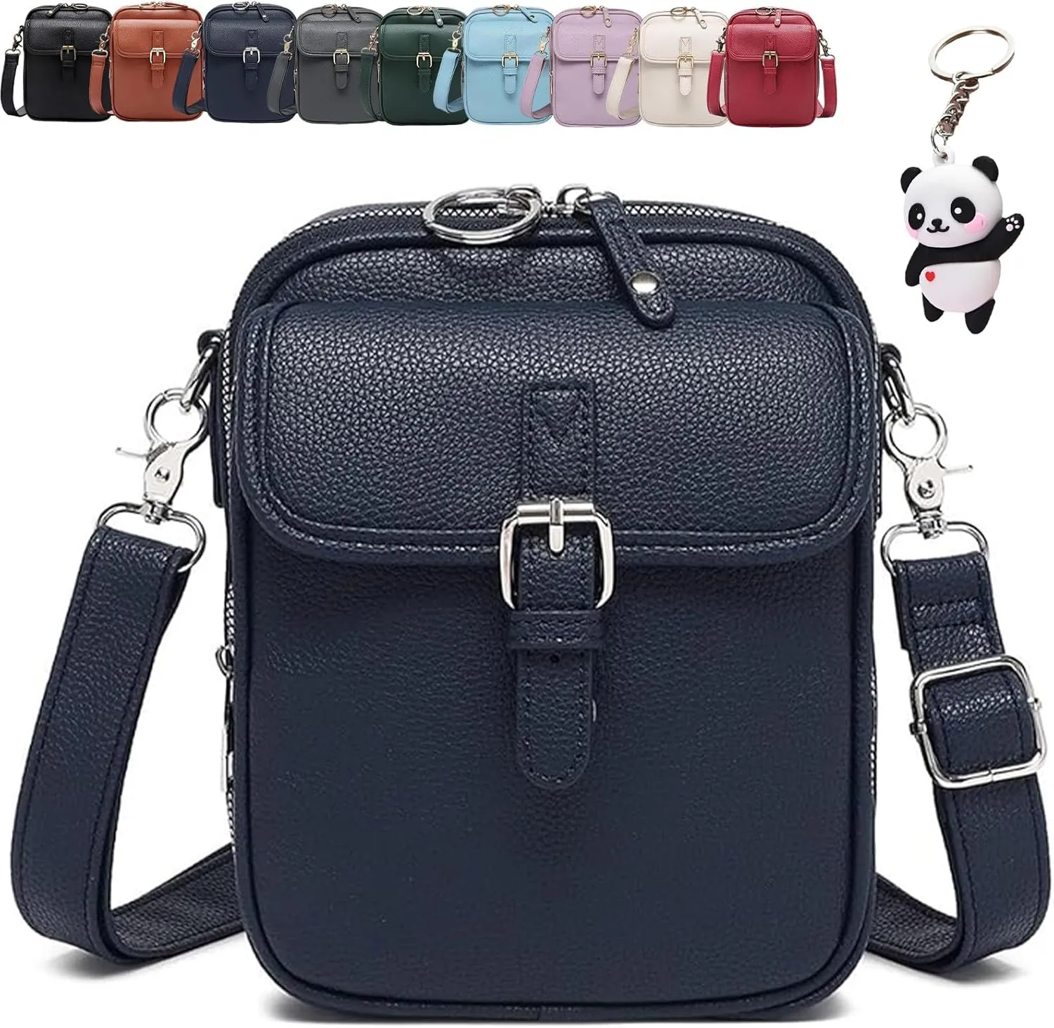 Forcipower Crossbody Leather Bag, Forcipower Large Capacity Anti-Theft Vintage Bag with 10 Card Slots