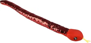 Forest & Twelfth 32” Reversible Sequin Stuffed Snake Toy Flip Sequin Plush Toys to Ignite Imaginations, Plush Jungle Animal Toys for Sensory Play, Ideal for Ages 3  (32" Red/Red)