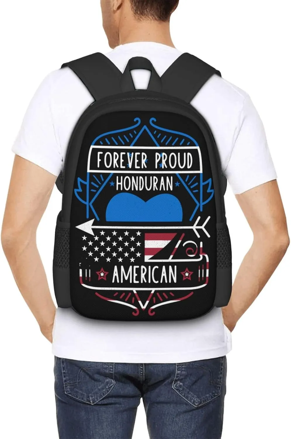 Forever Proud Honduran American Flag Casual Backpack Large Capacity Backpacks 15 Inch Laptop Back Pack Travel Rucksack Daypack Commuter Bags with Adjustable Strap for Camping