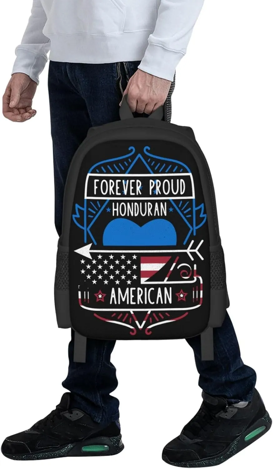 Forever Proud Honduran American Flag Casual Backpack Large Capacity Backpacks 15 Inch Laptop Back Pack Travel Rucksack Daypack Commuter Bags with Adjustable Strap for Camping