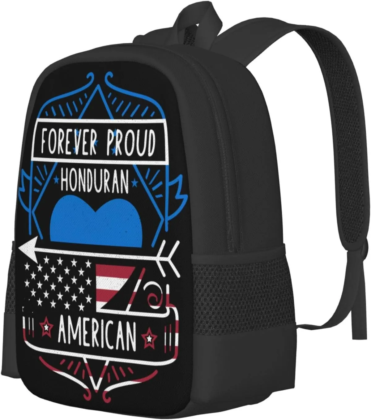 Forever Proud Honduran American Flag Casual Backpack Large Capacity Backpacks 15 Inch Laptop Back Pack Travel Rucksack Daypack Commuter Bags with Adjustable Strap for Camping