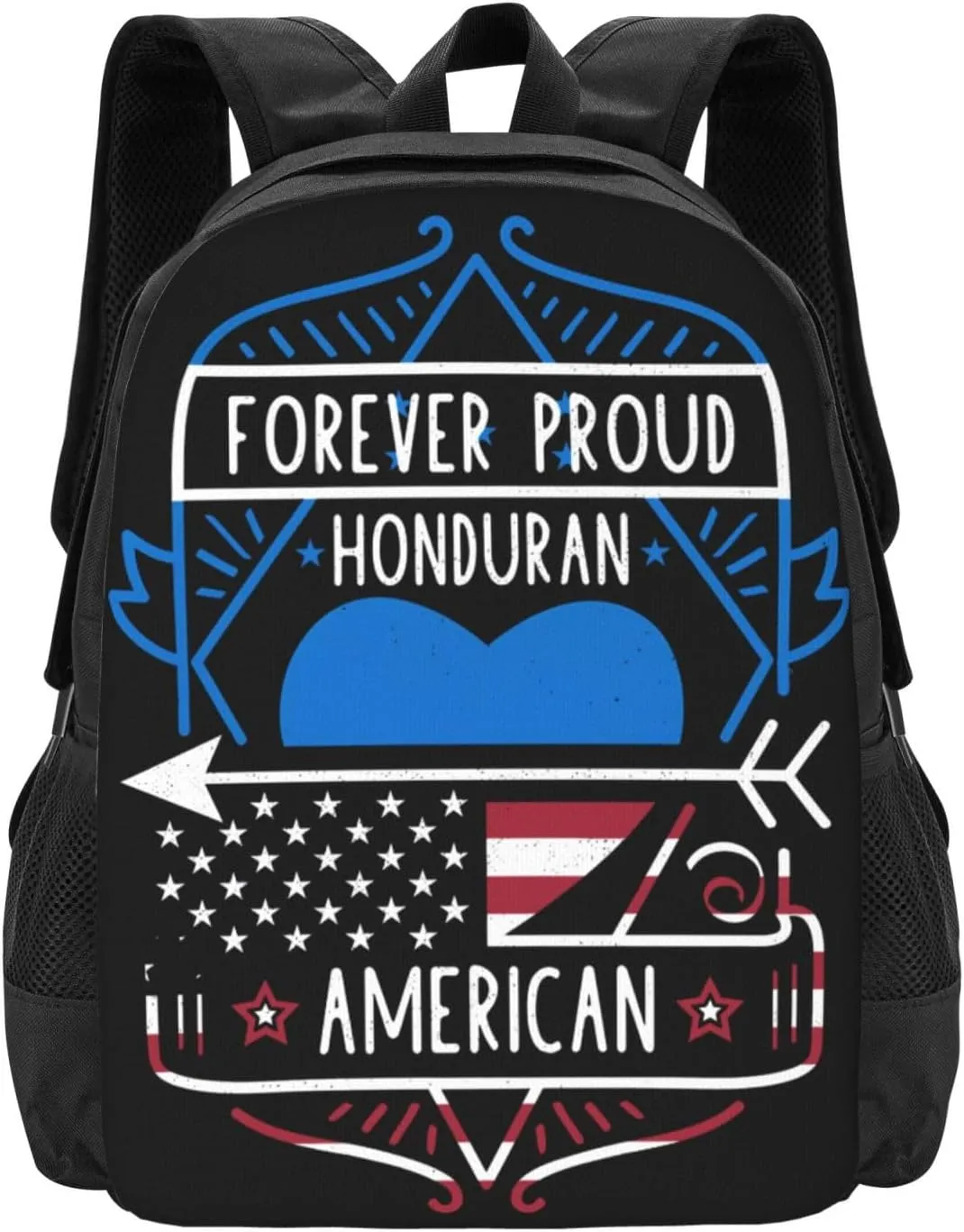 Forever Proud Honduran American Flag Casual Backpack Large Capacity Backpacks 15 Inch Laptop Back Pack Travel Rucksack Daypack Commuter Bags with Adjustable Strap for Camping
