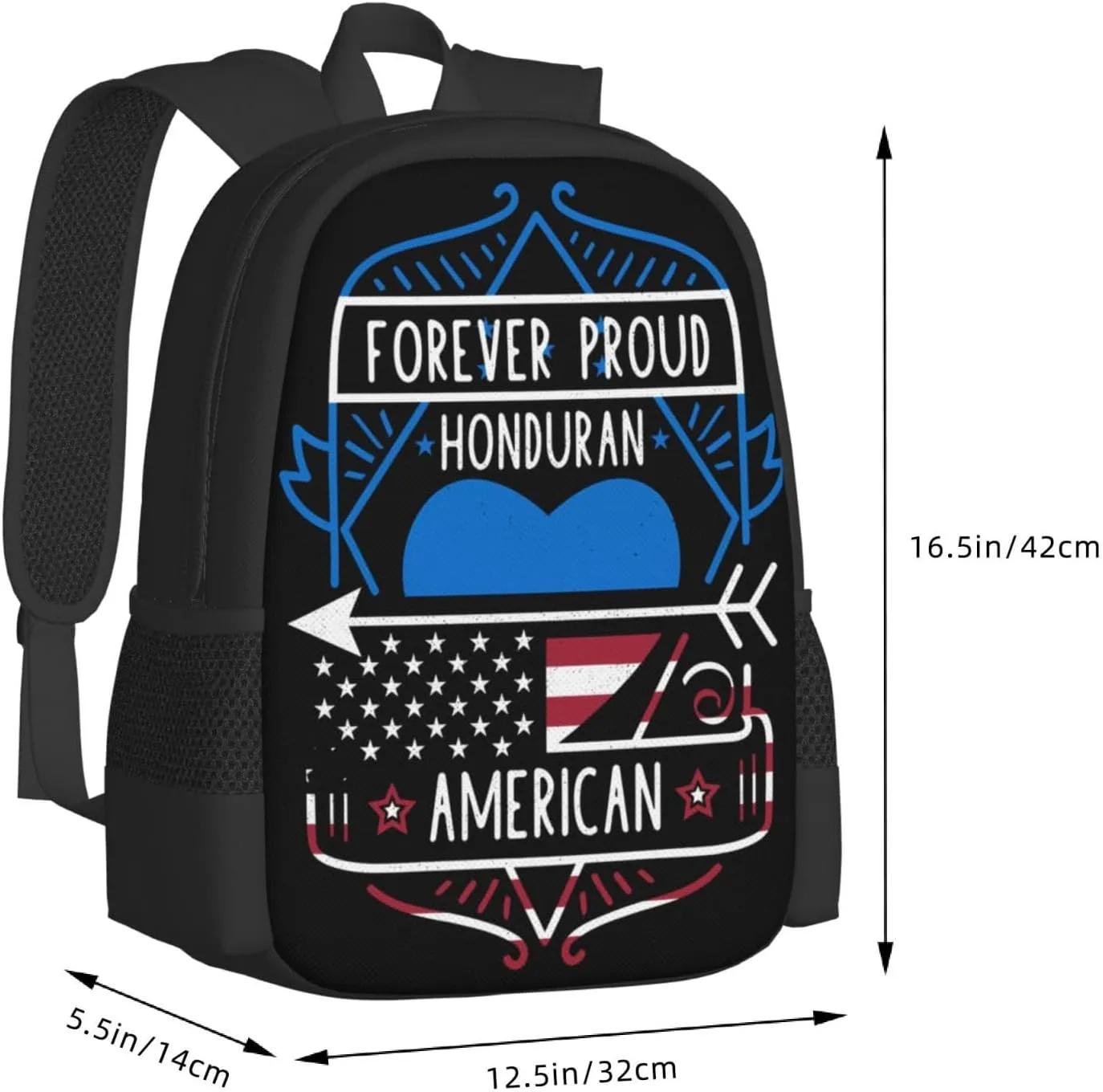 Forever Proud Honduran American Flag Casual Backpack Large Capacity Backpacks 15 Inch Laptop Back Pack Travel Rucksack Daypack Commuter Bags with Adjustable Strap for Camping