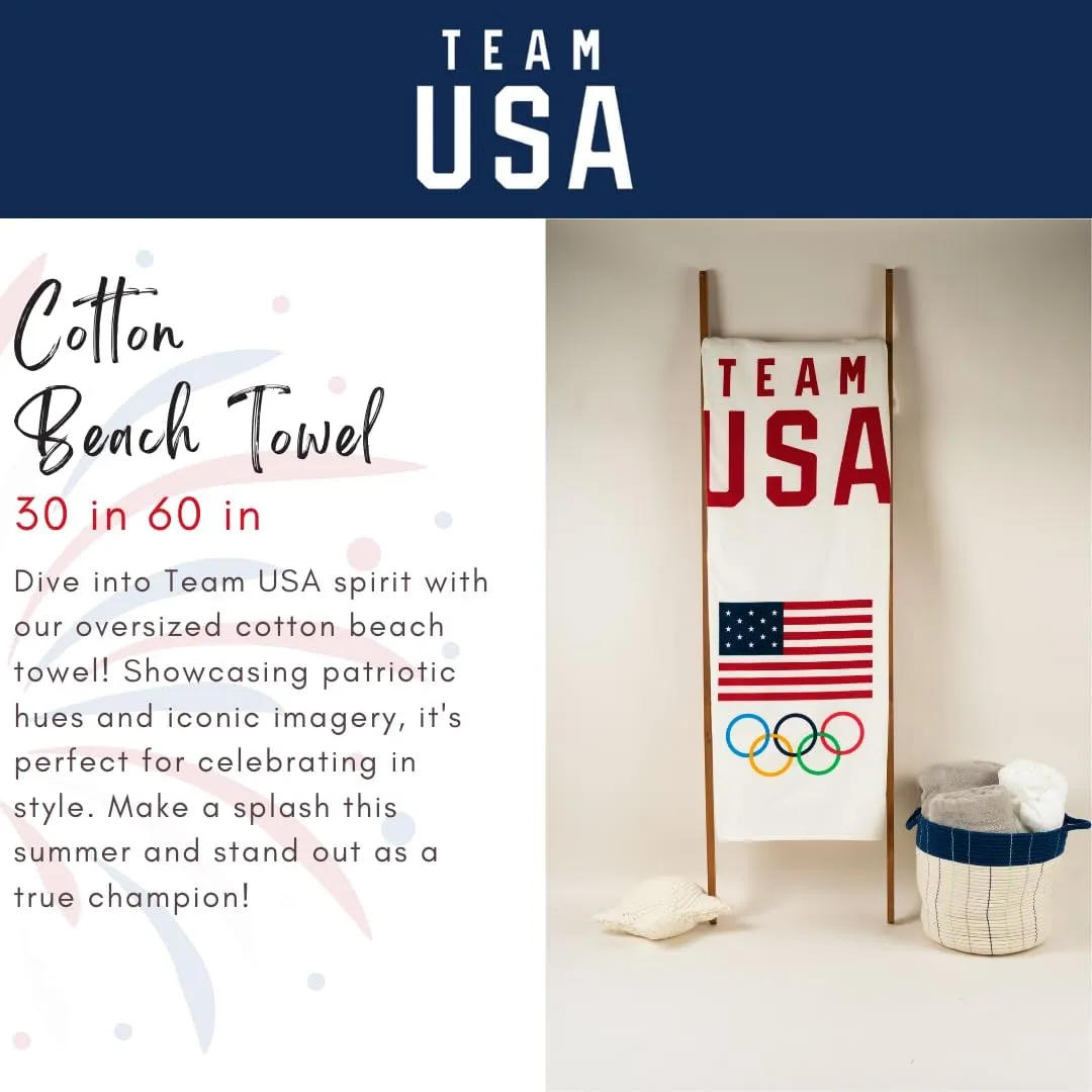 Franco Collectibles Team USA Paris Olympics Super Soft Cotton Bath/Pool/Beach Towel, 60 in x 30 in, (Officially Licensed Product)