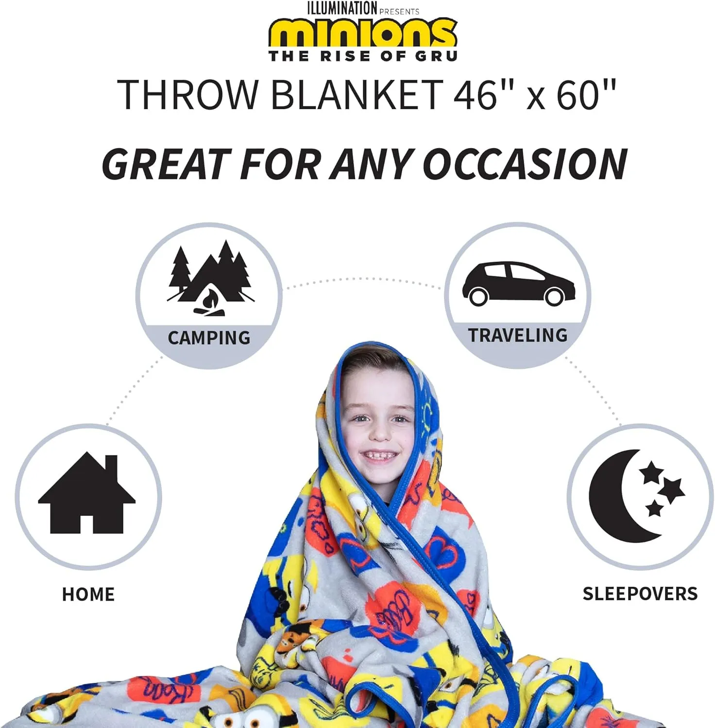 Franco Kids Bedding Super Soft Plush Throw Blanket, 46 in x 60 in, Minions The Rise Of Gru