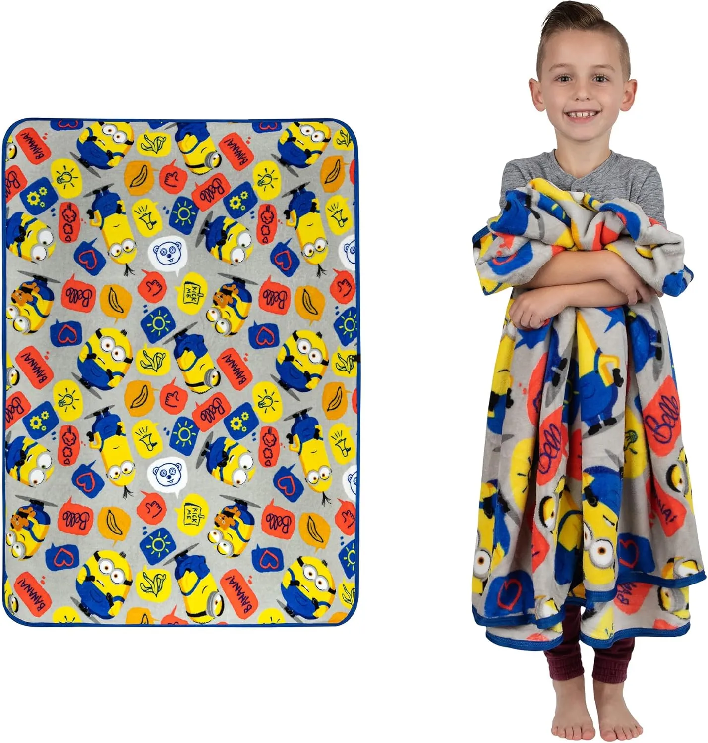 Franco Kids Bedding Super Soft Plush Throw Blanket, 46 in x 60 in, Minions The Rise Of Gru